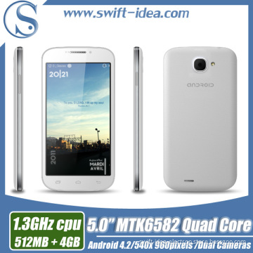 5.0inch Qhd Android4.2 Quad Core Smartphone 512MB+4GB Dual Camera 0.3MP+5MP Hot China Mobilephone (C30)
